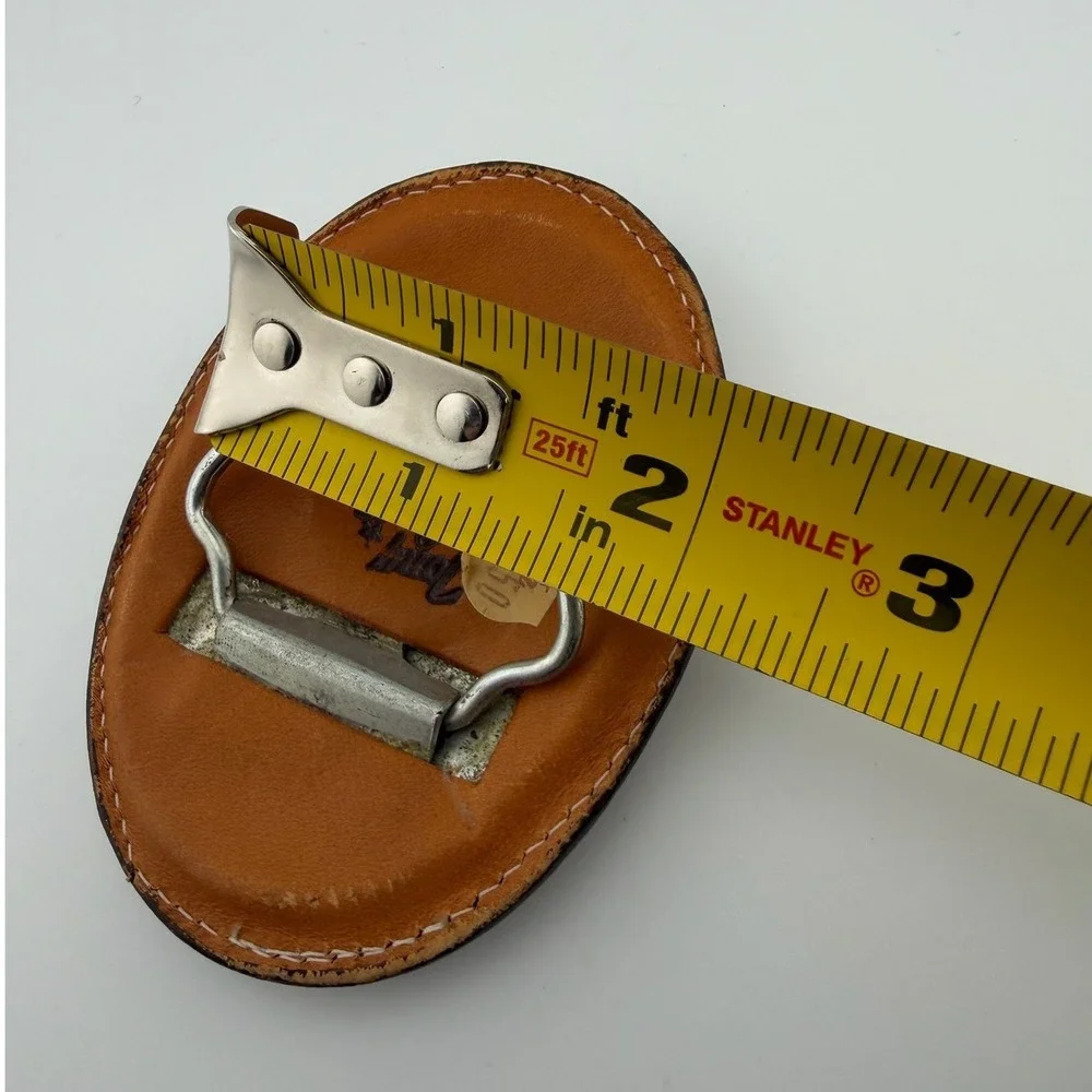 Tony Lama Vintage Tooled Leather Floral Belt Buckle Brown White Made in‎ USA